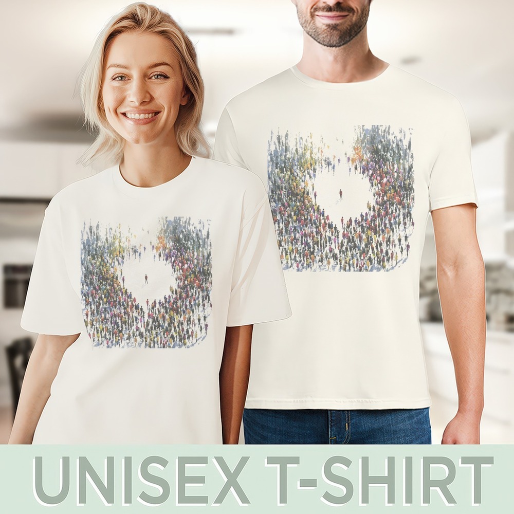 Crowd in Motion Abstract Graphic Tee Contemplative Art Design - Picture 4 of 6